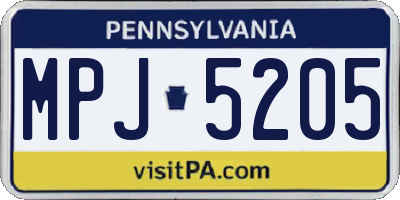 PA license plate MPJ5205