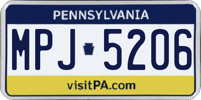 PA license plate MPJ5206