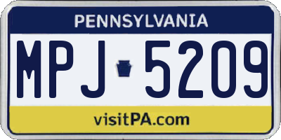 PA license plate MPJ5209