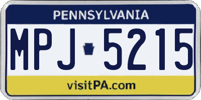 PA license plate MPJ5215