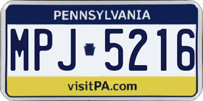 PA license plate MPJ5216