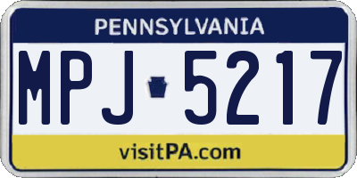 PA license plate MPJ5217