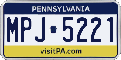 PA license plate MPJ5221
