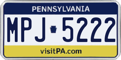 PA license plate MPJ5222