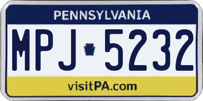 PA license plate MPJ5232