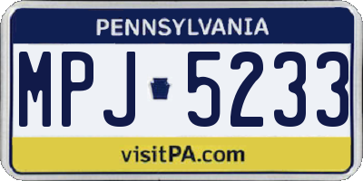 PA license plate MPJ5233