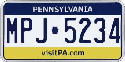 PA license plate MPJ5234