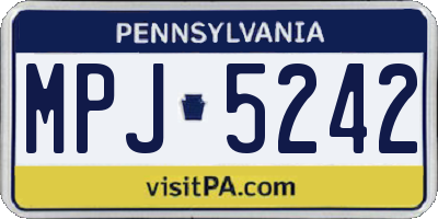 PA license plate MPJ5242