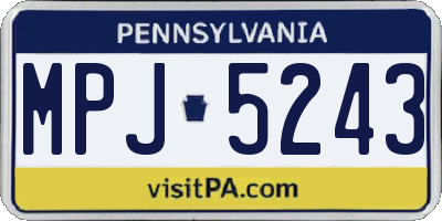 PA license plate MPJ5243