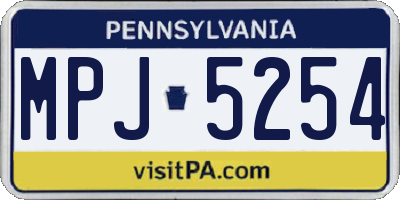 PA license plate MPJ5254