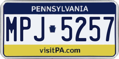 PA license plate MPJ5257