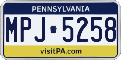PA license plate MPJ5258