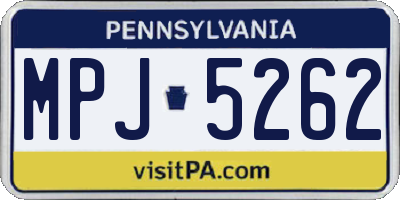 PA license plate MPJ5262