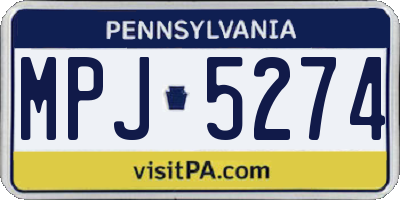 PA license plate MPJ5274