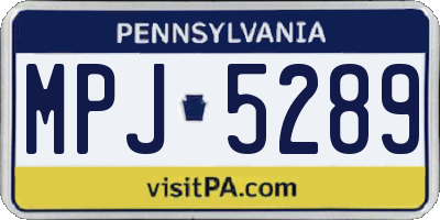 PA license plate MPJ5289