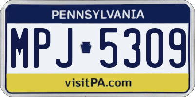 PA license plate MPJ5309