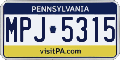 PA license plate MPJ5315