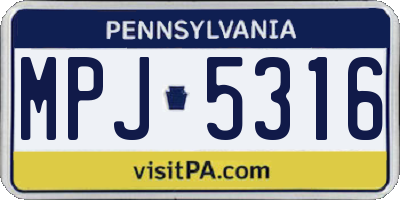 PA license plate MPJ5316