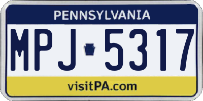 PA license plate MPJ5317