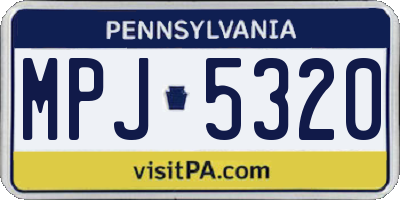 PA license plate MPJ5320