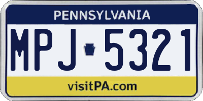 PA license plate MPJ5321