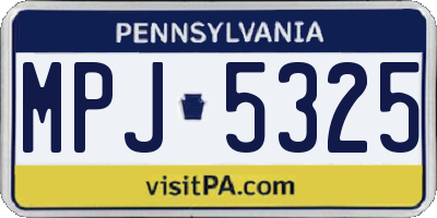 PA license plate MPJ5325