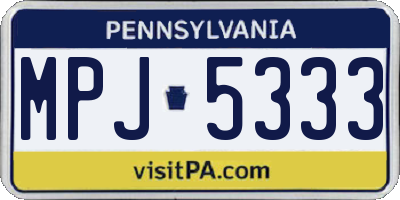 PA license plate MPJ5333