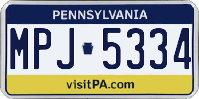 PA license plate MPJ5334