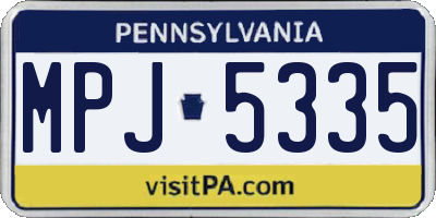 PA license plate MPJ5335