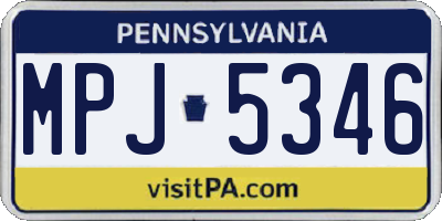 PA license plate MPJ5346