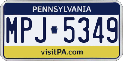 PA license plate MPJ5349