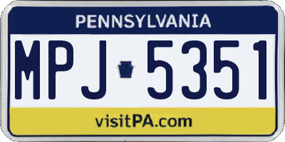 PA license plate MPJ5351