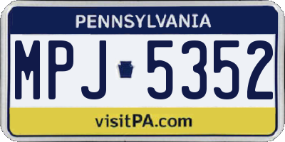 PA license plate MPJ5352