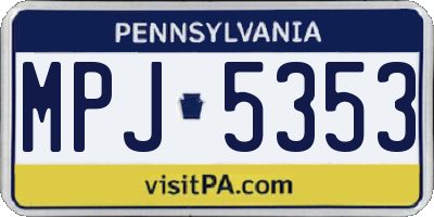 PA license plate MPJ5353