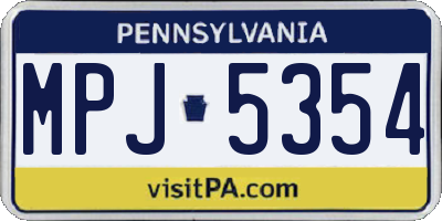 PA license plate MPJ5354