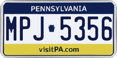 PA license plate MPJ5356