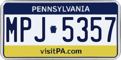 PA license plate MPJ5357