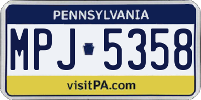 PA license plate MPJ5358