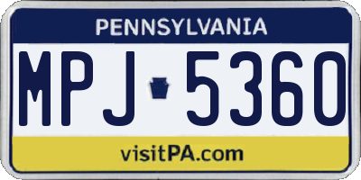 PA license plate MPJ5360
