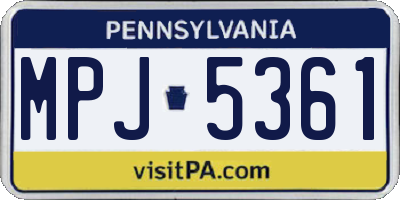 PA license plate MPJ5361