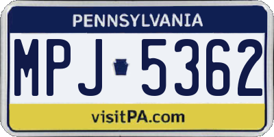 PA license plate MPJ5362