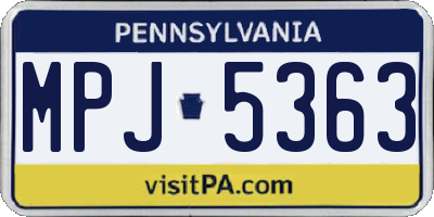 PA license plate MPJ5363