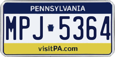 PA license plate MPJ5364