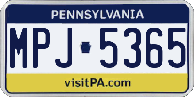 PA license plate MPJ5365