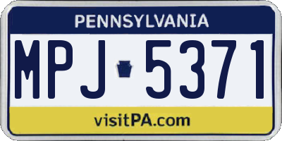 PA license plate MPJ5371