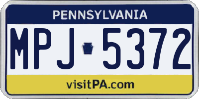 PA license plate MPJ5372