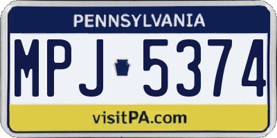PA license plate MPJ5374