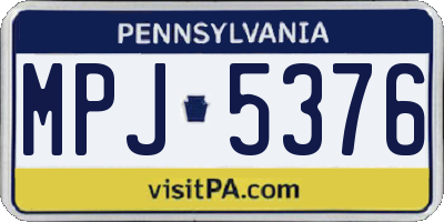 PA license plate MPJ5376