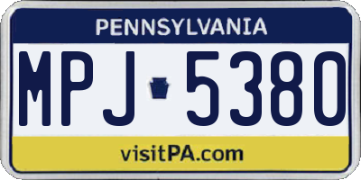 PA license plate MPJ5380