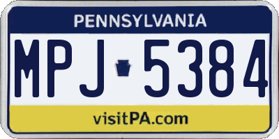 PA license plate MPJ5384